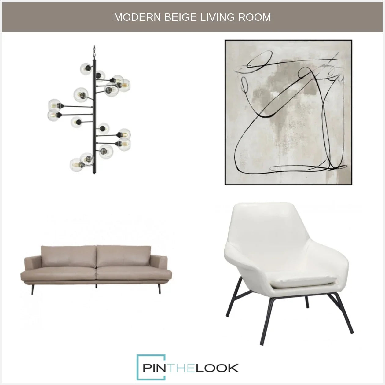 Moderna Beige Grain Leather Sofa