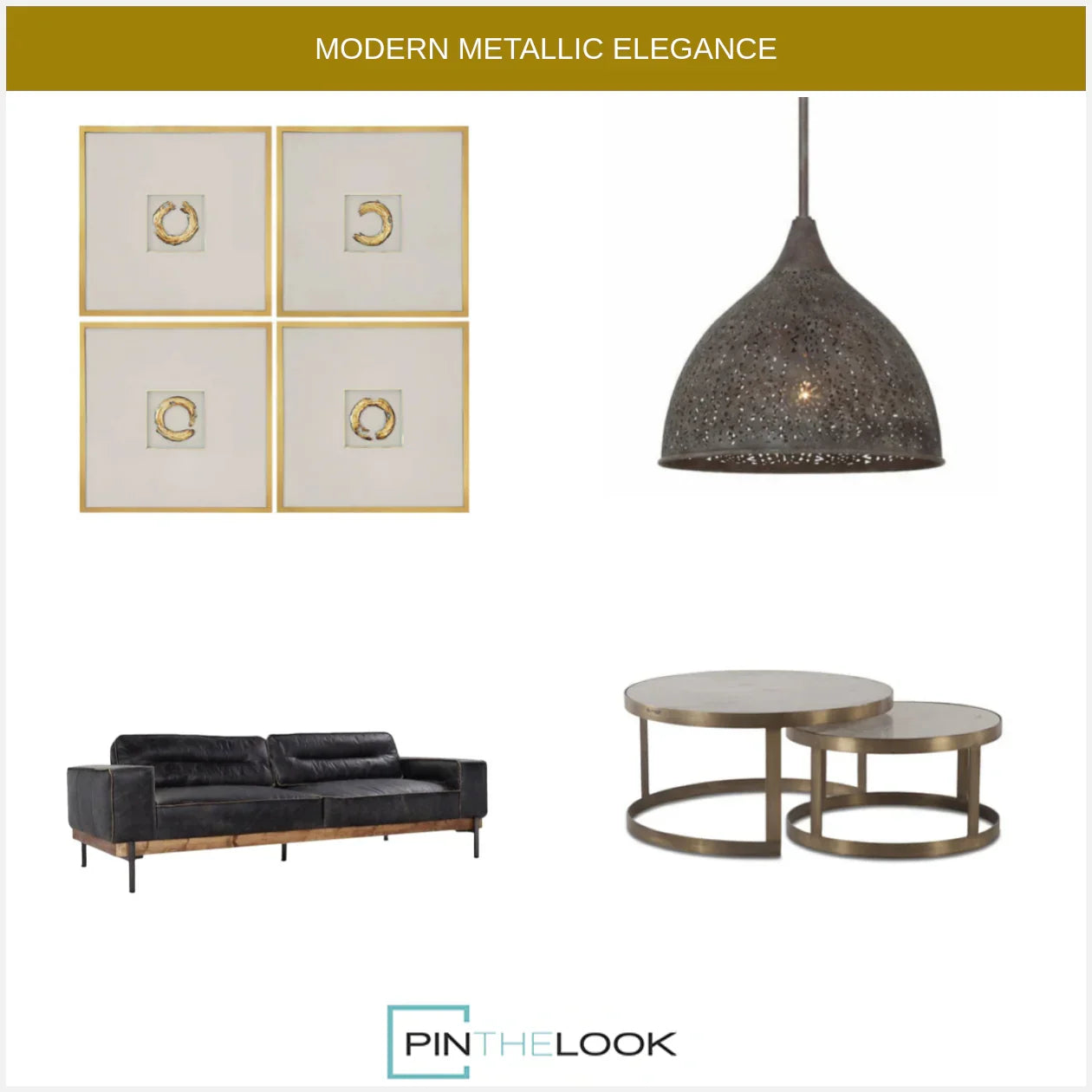 Portofino Industrial Black Leather Sofa