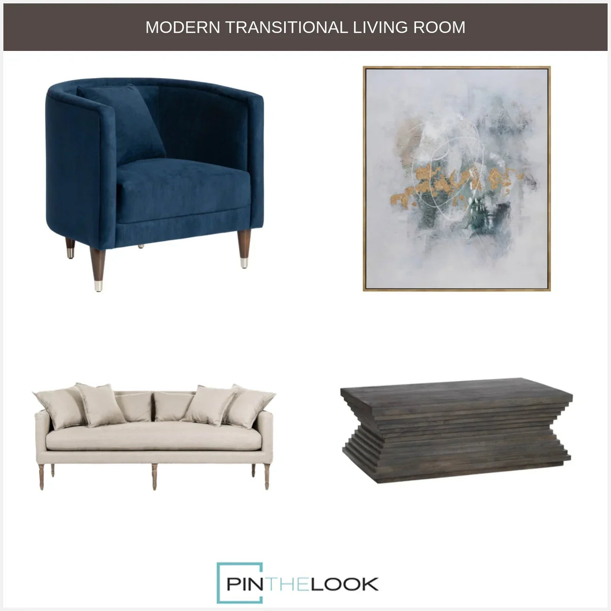 Blue Transitional Tub Chair