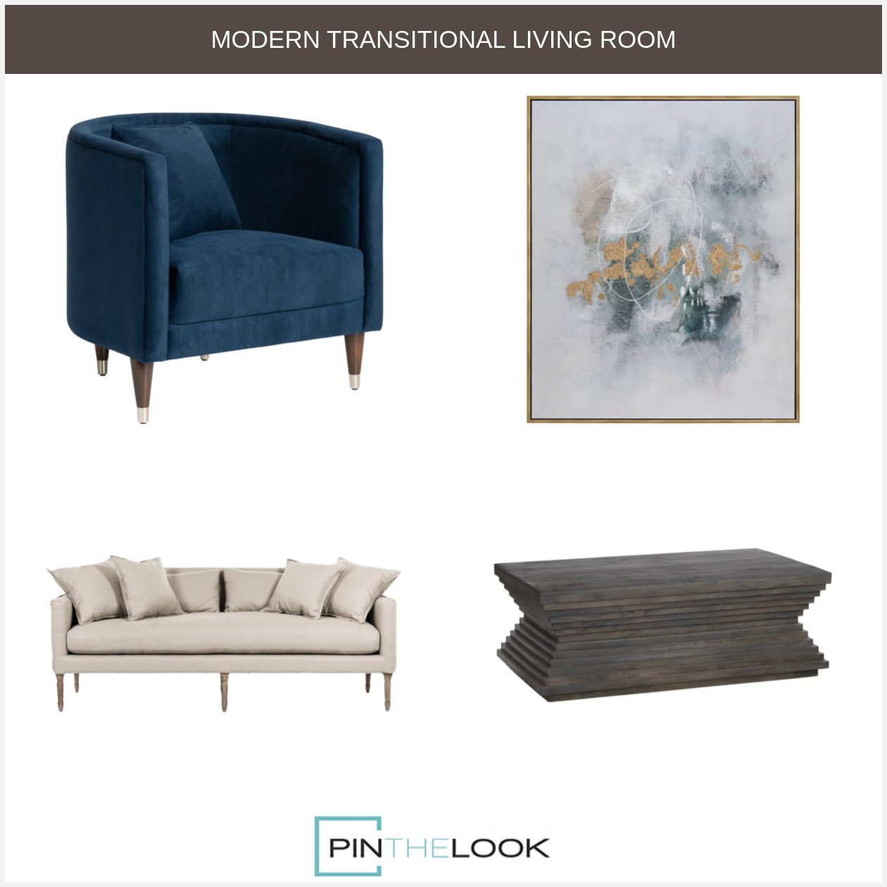 Blue Transitional Tub Chair