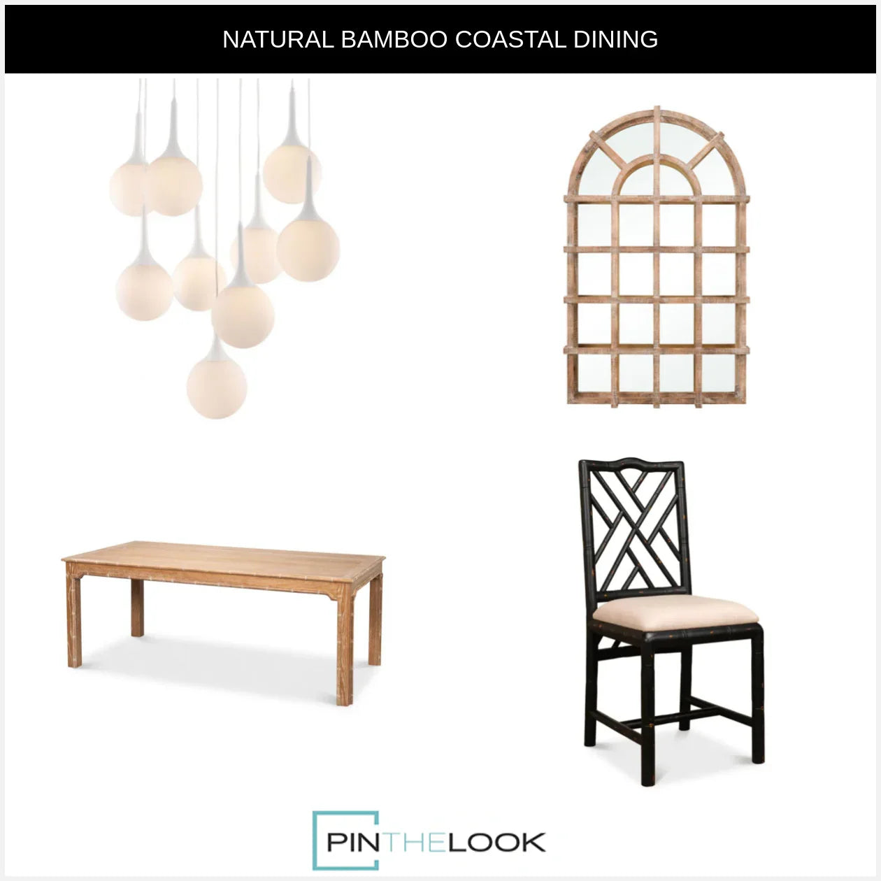 White Bamboo Motif Dining Chairs - Set