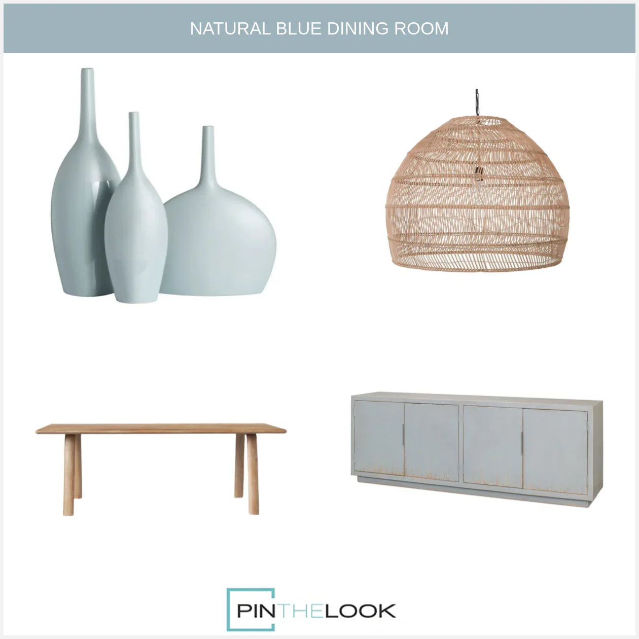 Long Patina Blue Buffet Cabinet
