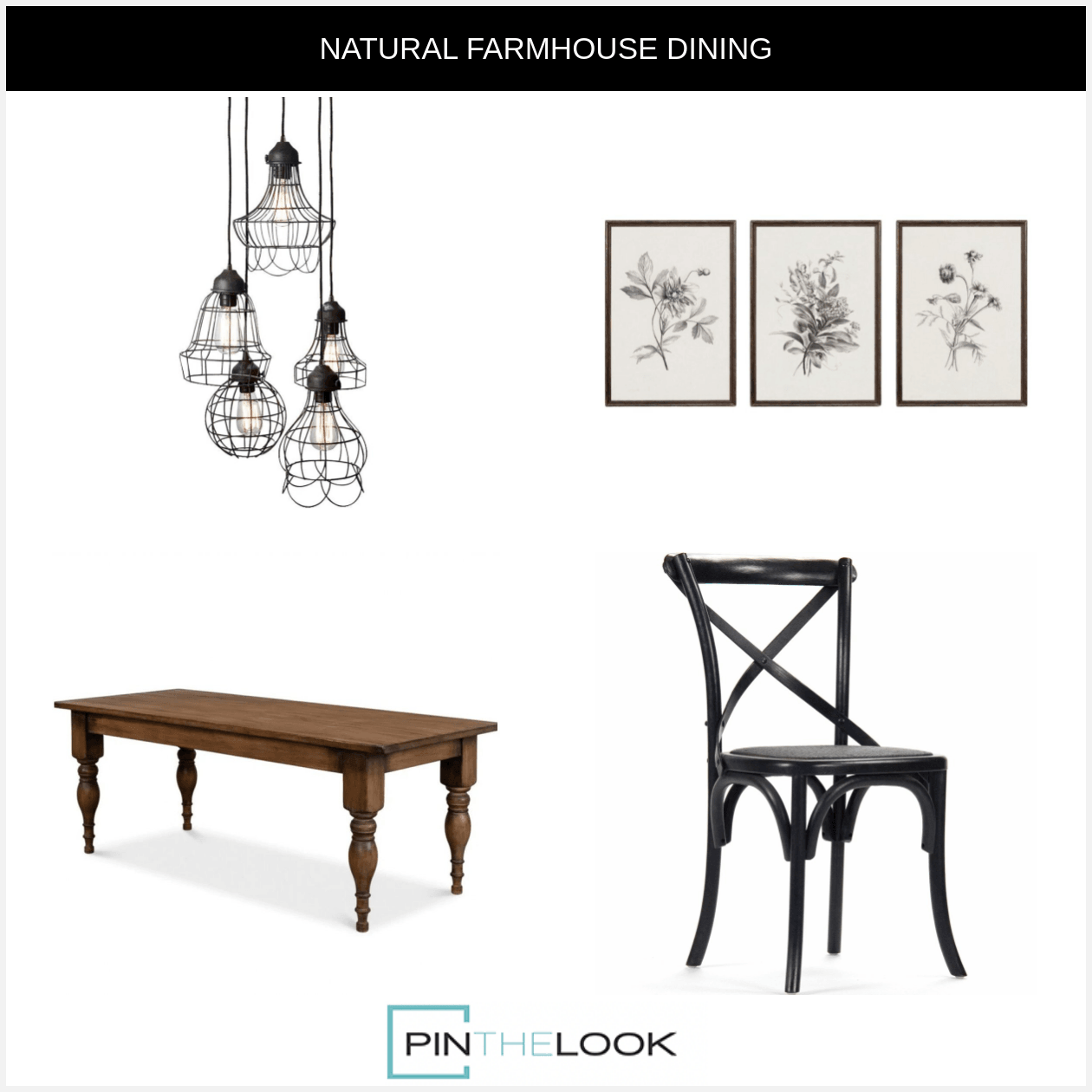 Wood Stained Farmhouse Dining Table