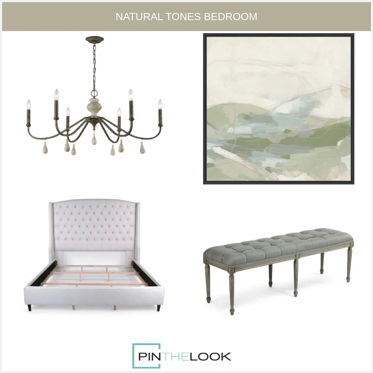 French Blue Louis Tufted Bench