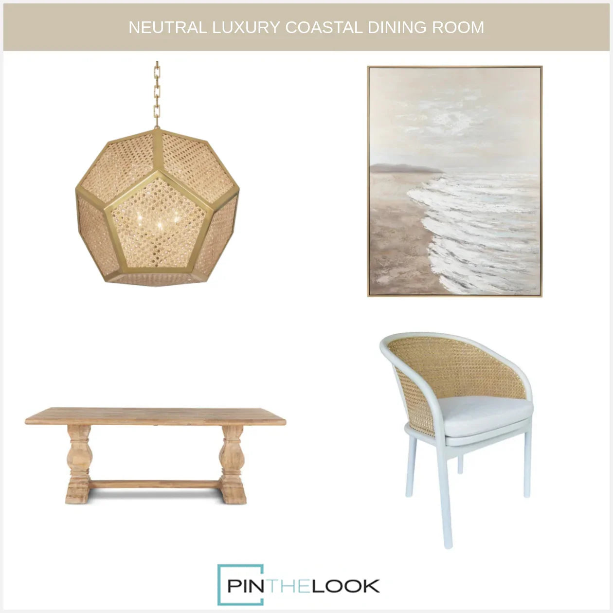 White Coastal Cane Dining Chair