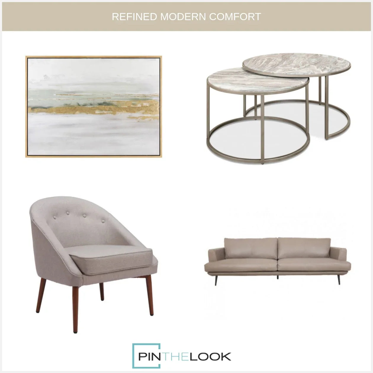 Moderna Beige Grain Leather Sofa
