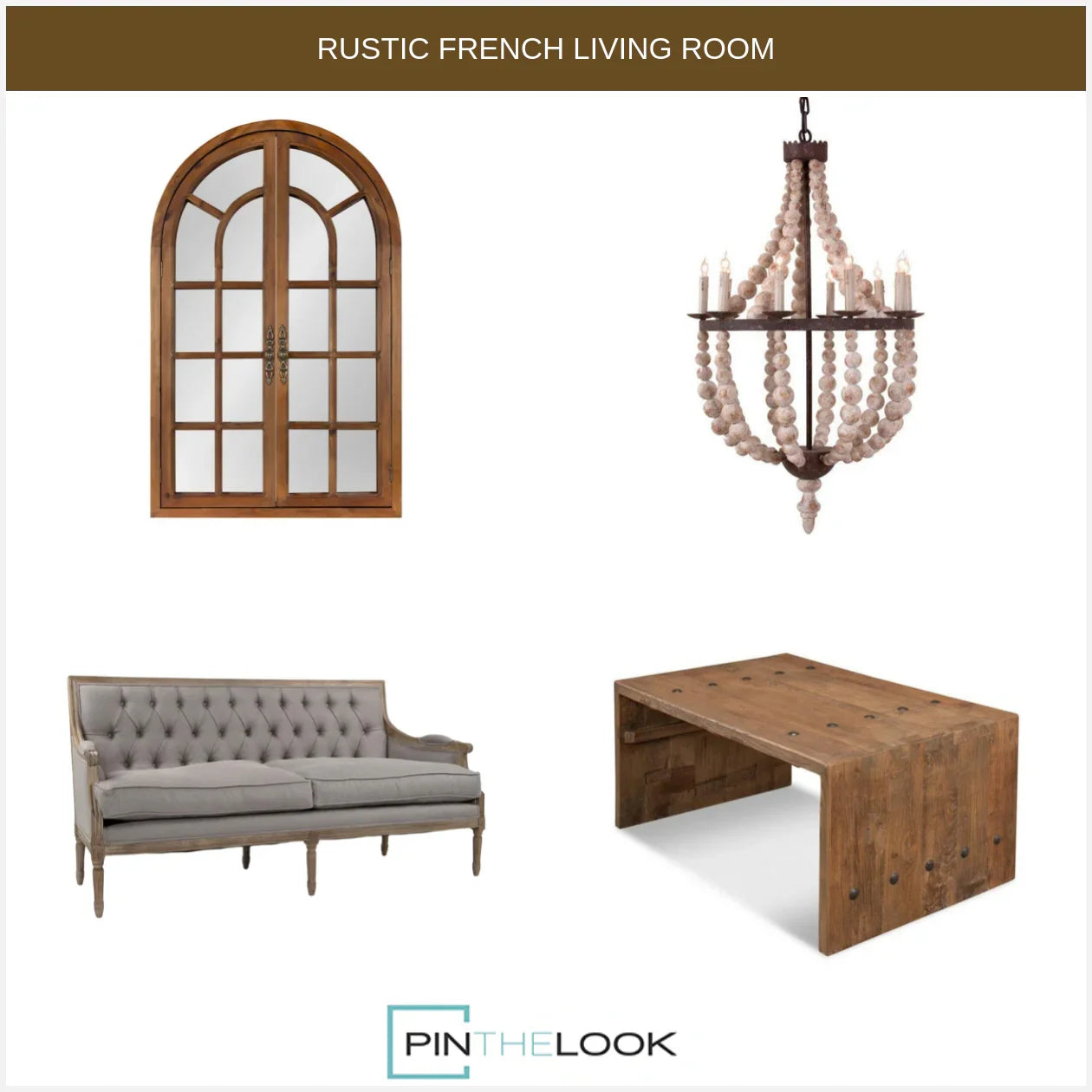 Rustic White Wood Beaded Chandelier