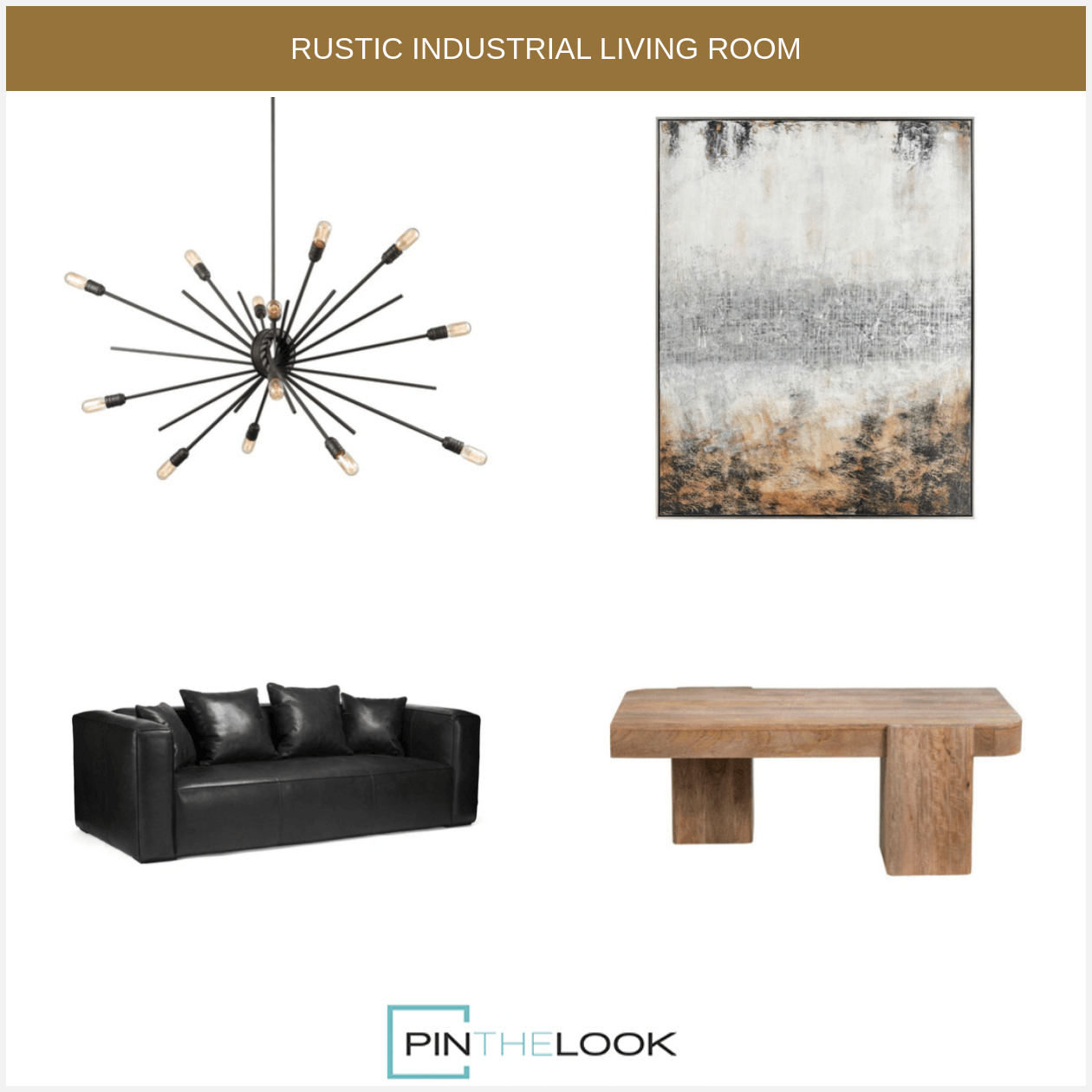 Industrial Black Leather Sofa