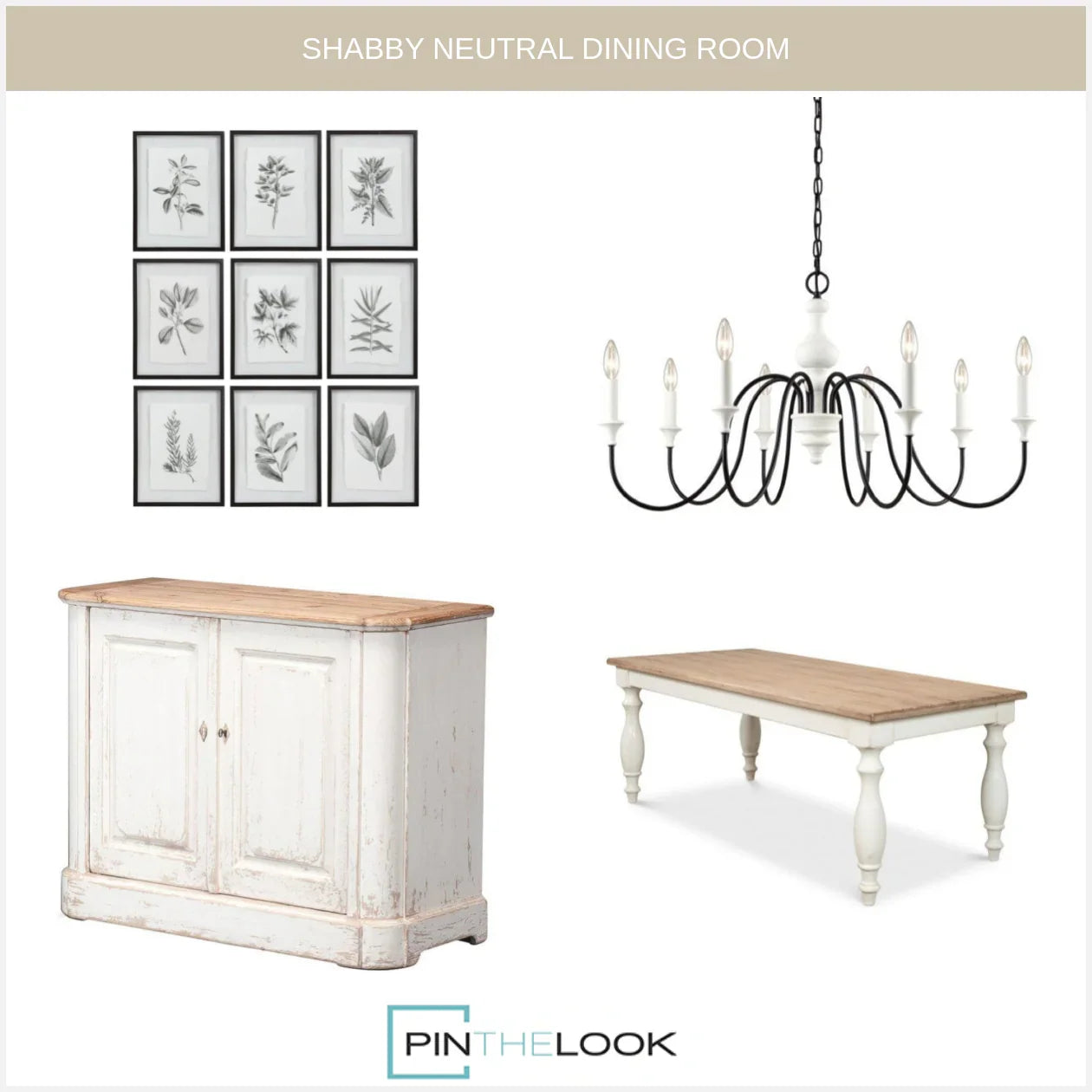 Wood Top Cottage Chic Sideboard