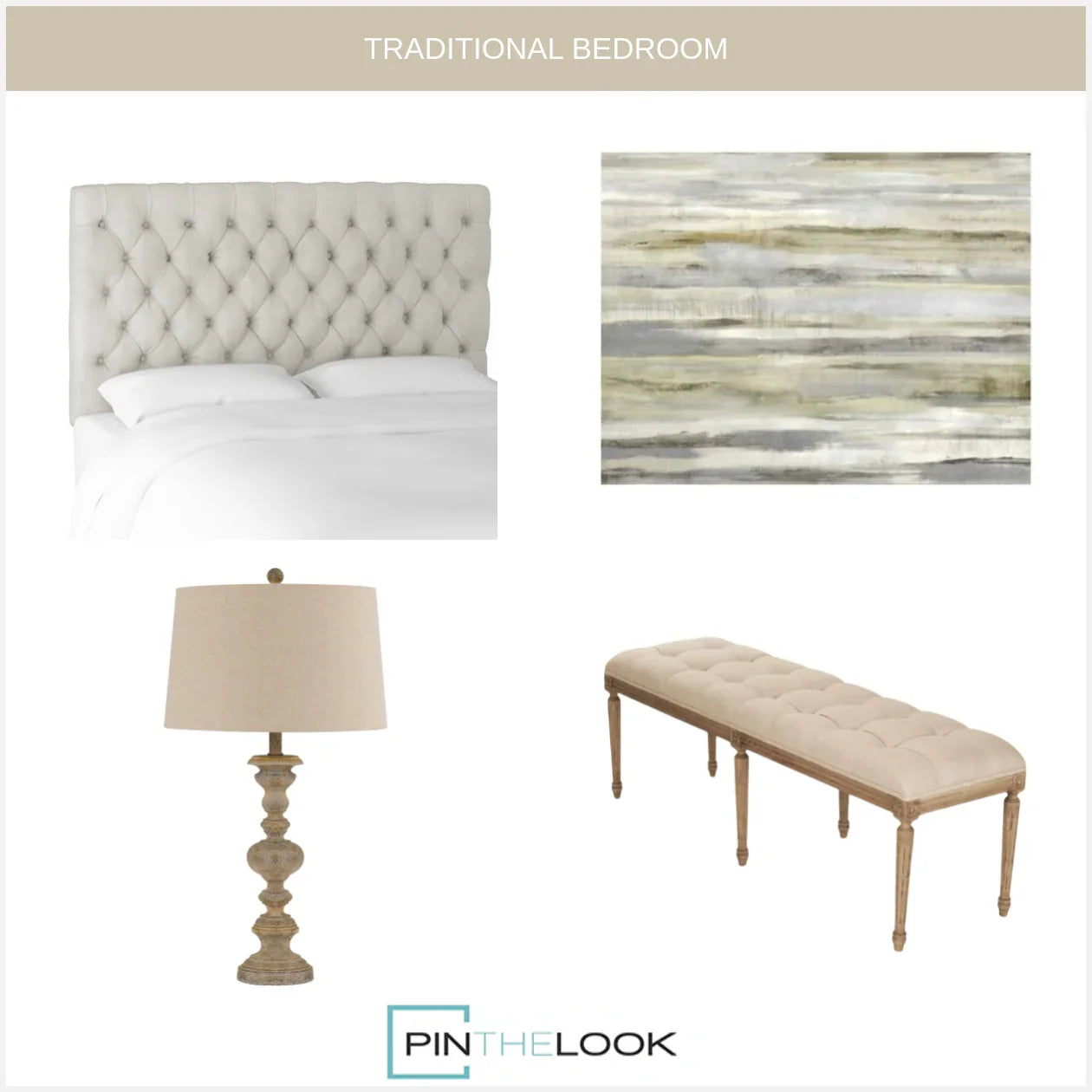 Louis Tufted Natural Linen Bench