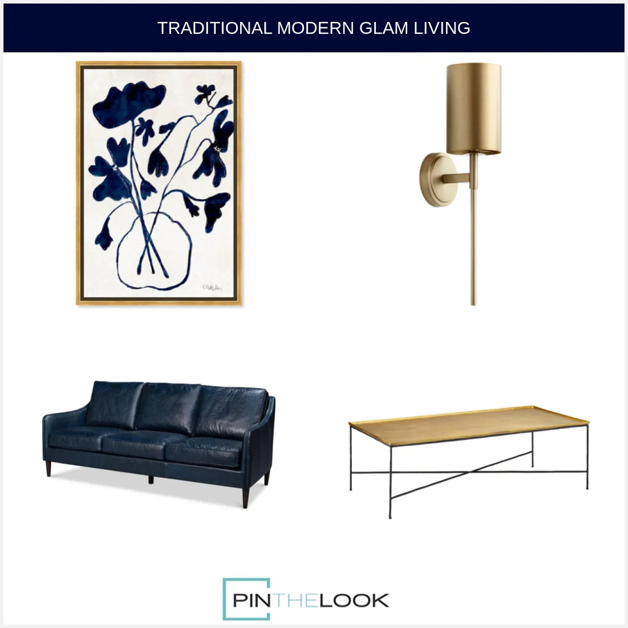 Chateau Blue Leather Sofa