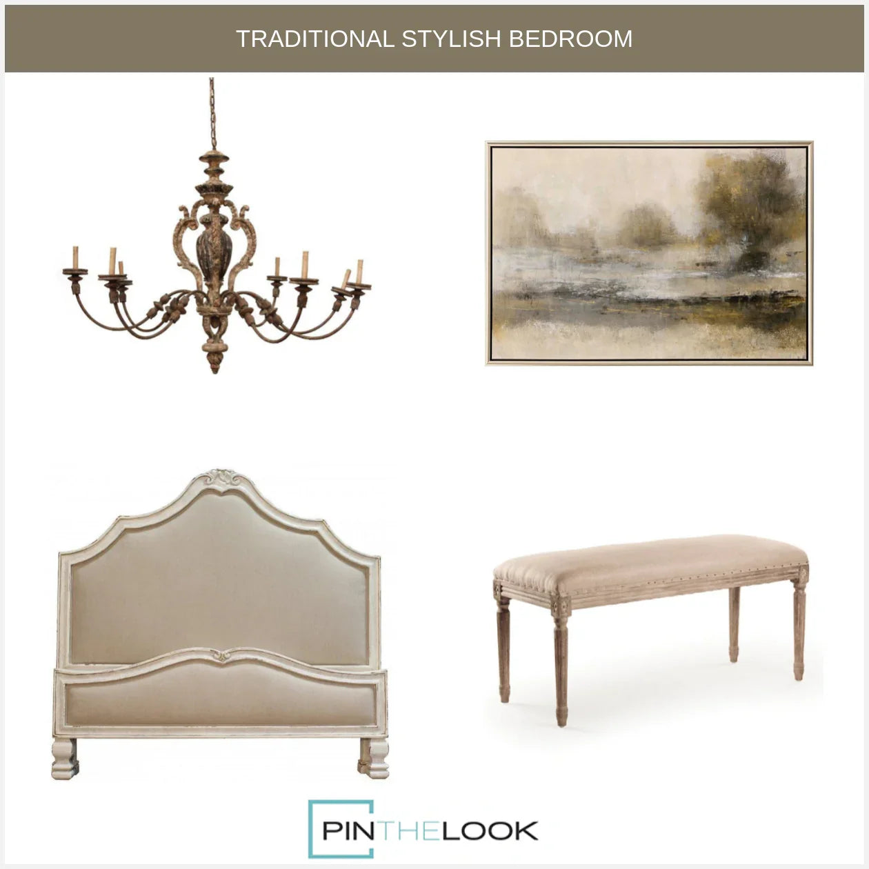 French Shabby Chic Upholstered Bed