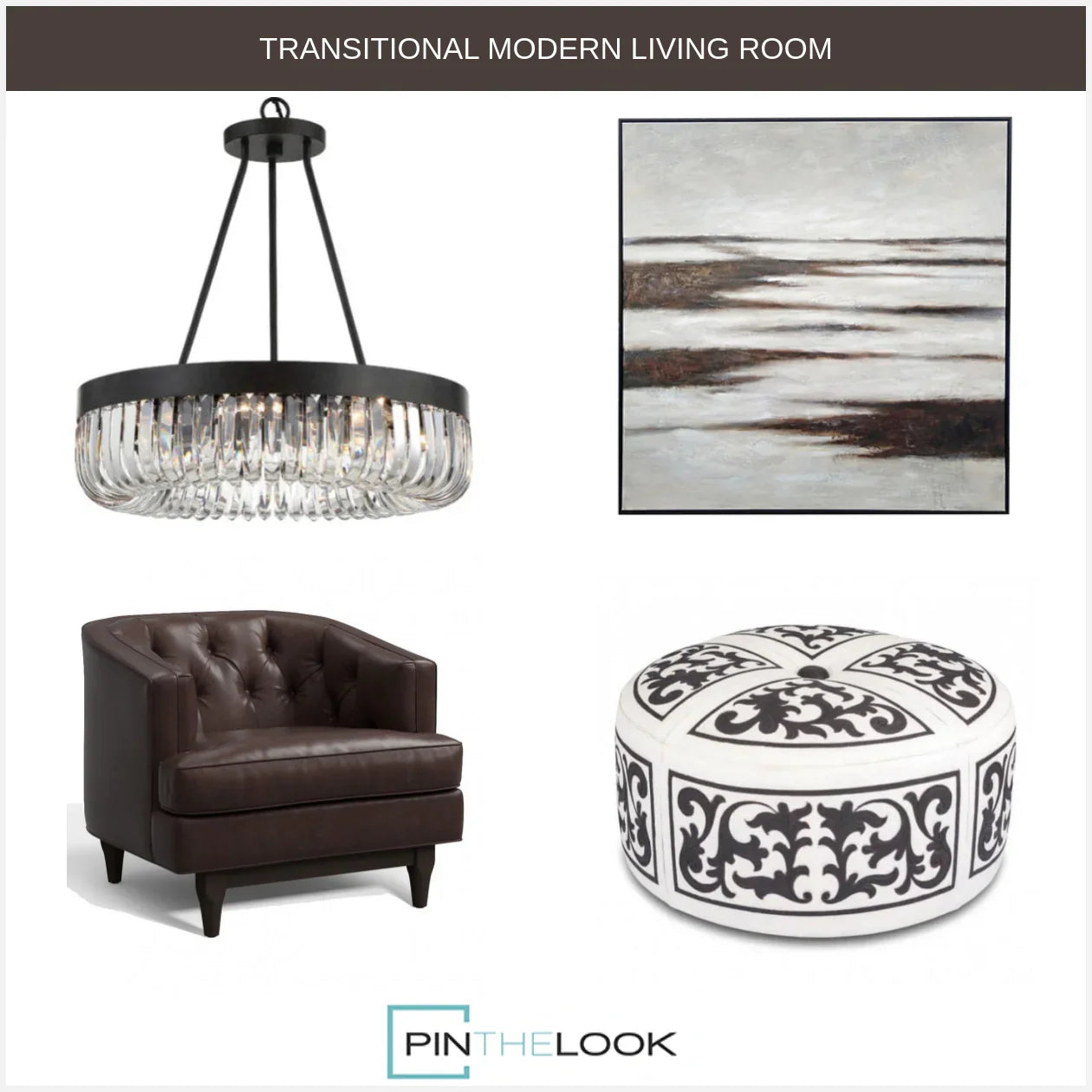 Baroque Round Scroll Leather Ottoman