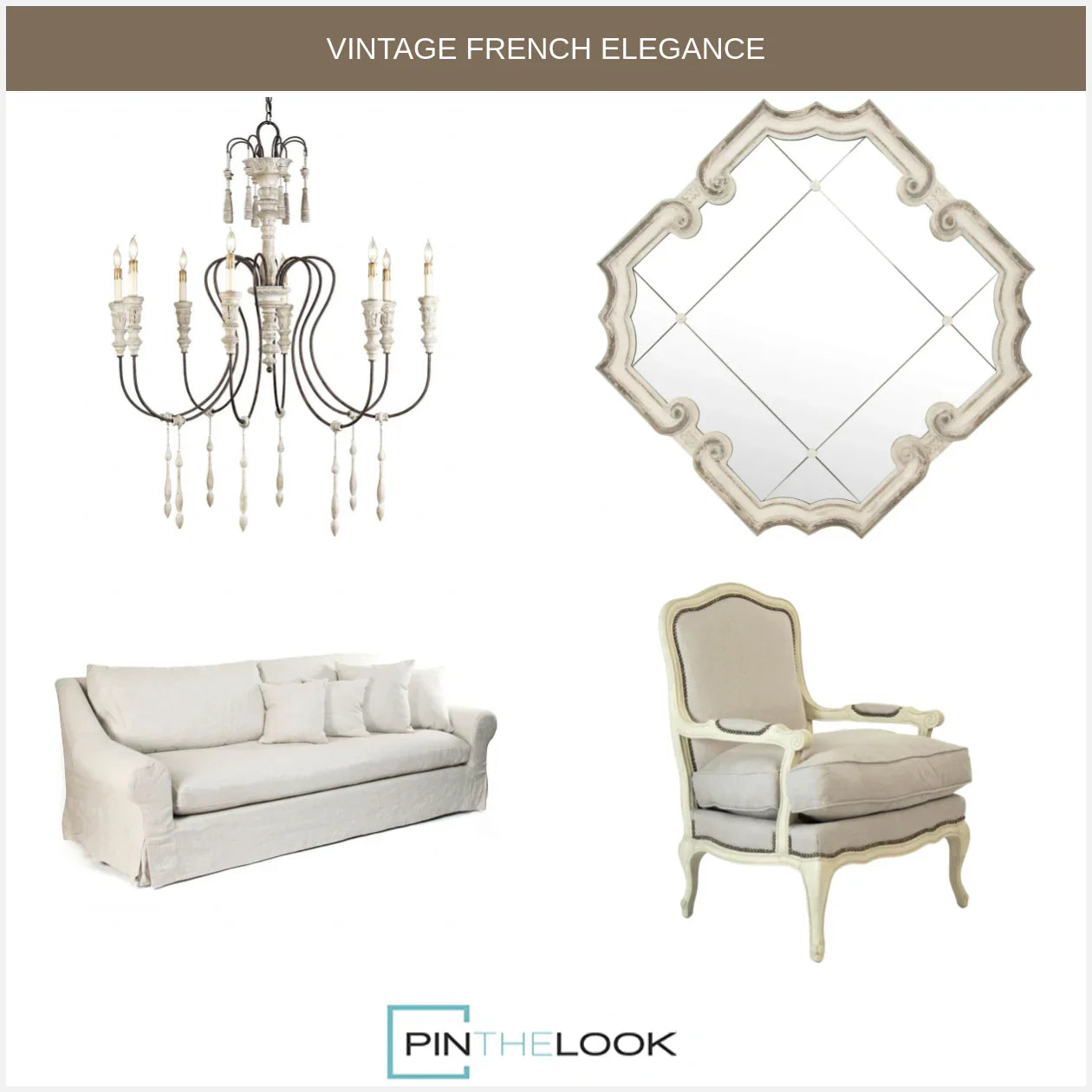Distressed French Quatrefoil Mirror