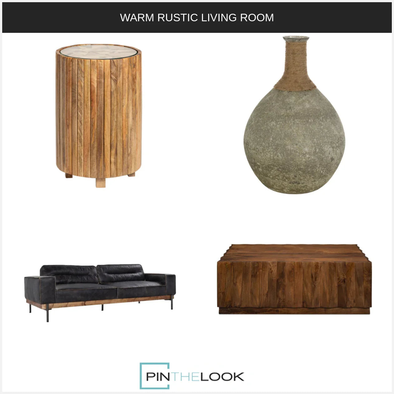 Portofino Industrial Black Leather Sofa