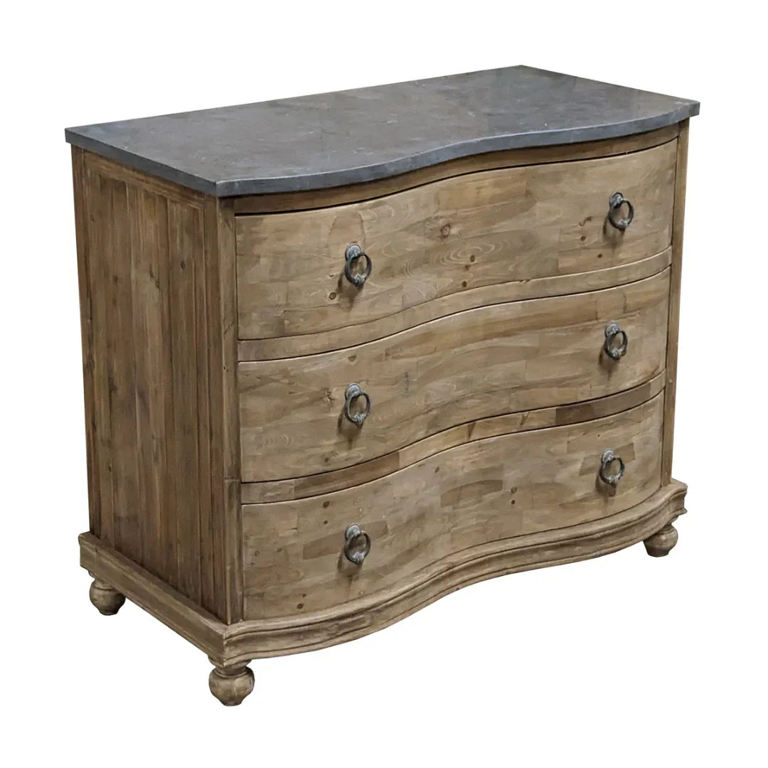 Blue Stone Top Rustic Serpentine Chest