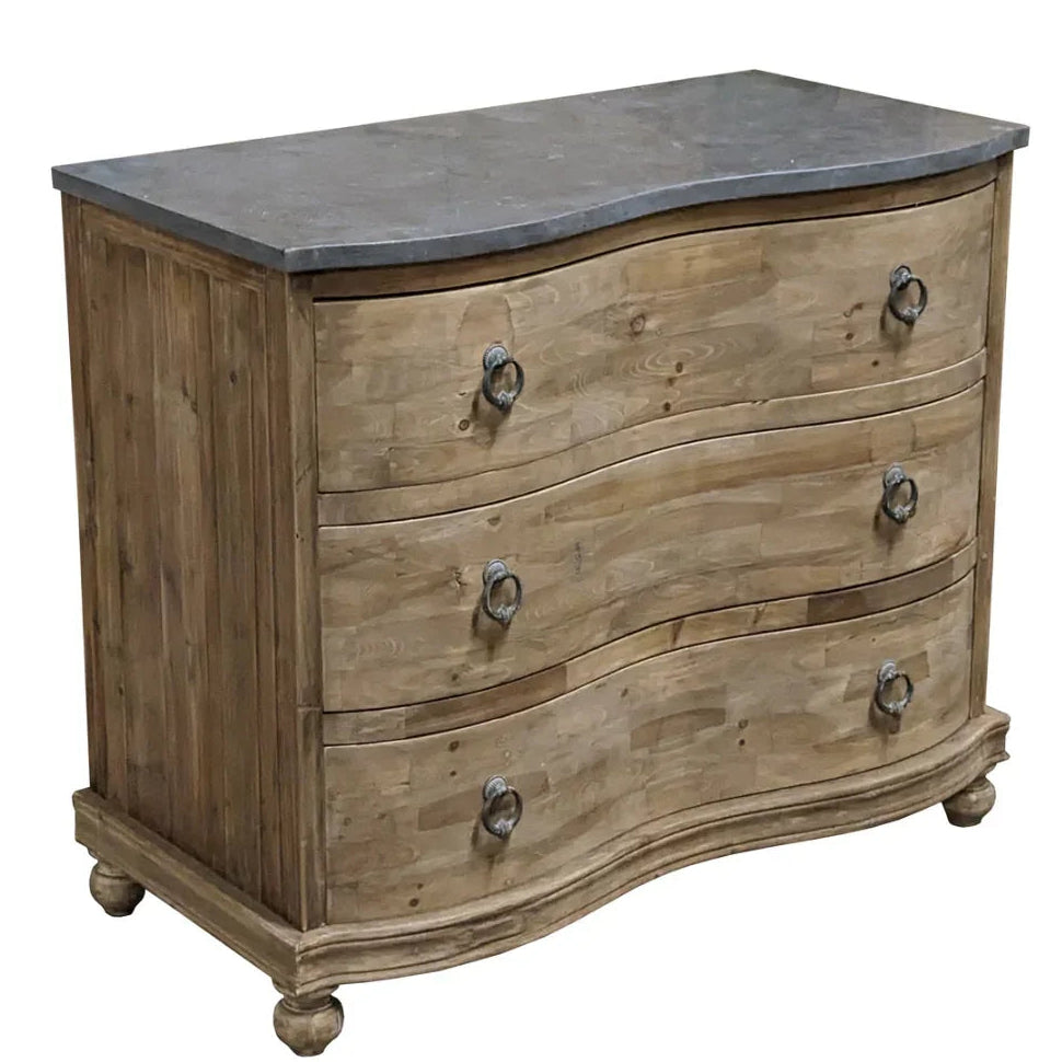 Blue Stone Top Rustic Serpentine Chest