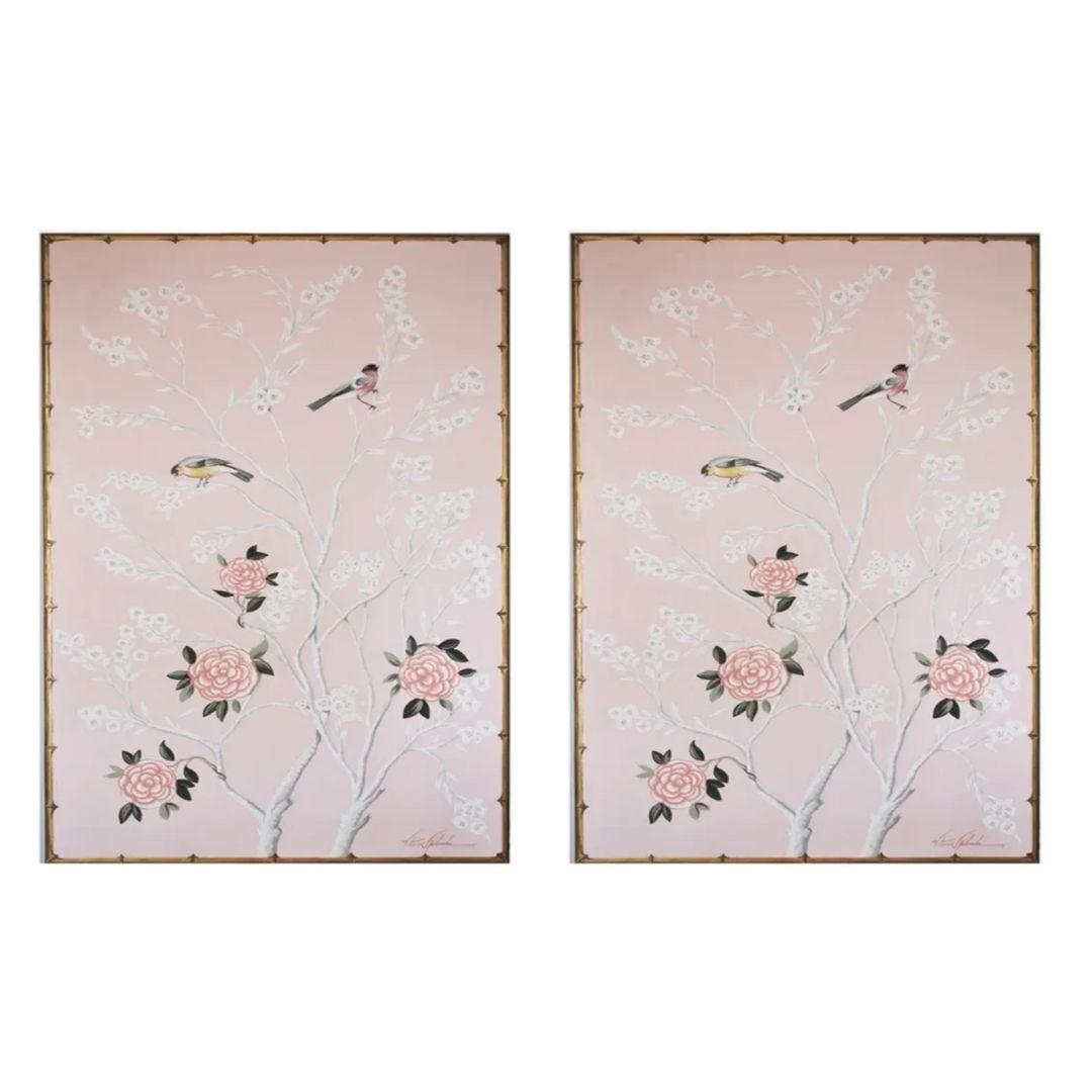 Pink Faux Bamboo Wall Art