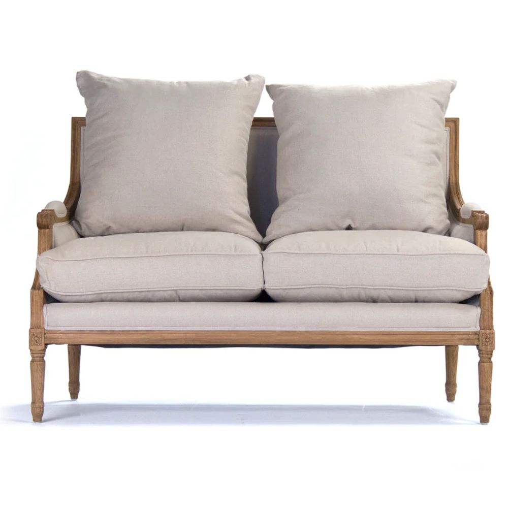 Plush Linen Louis Settee