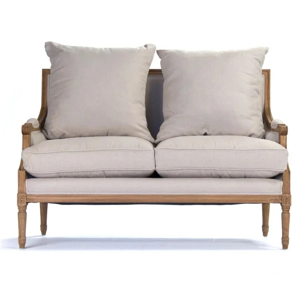 Plush Linen Louis Settee