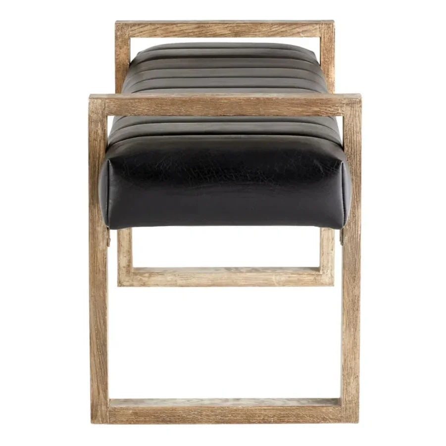 Black and Brown Wood Bench