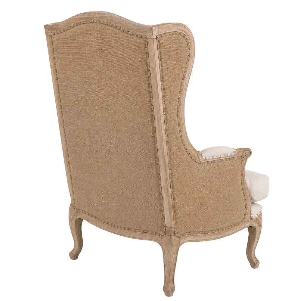 Haute Couture French Burlap and Linen Accent Chair