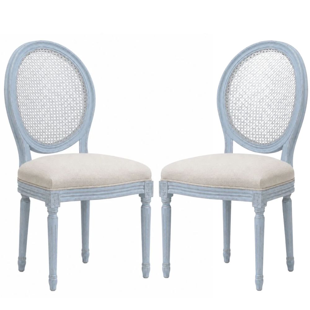 Provence French Blue Cane Back Louis Dining Chair