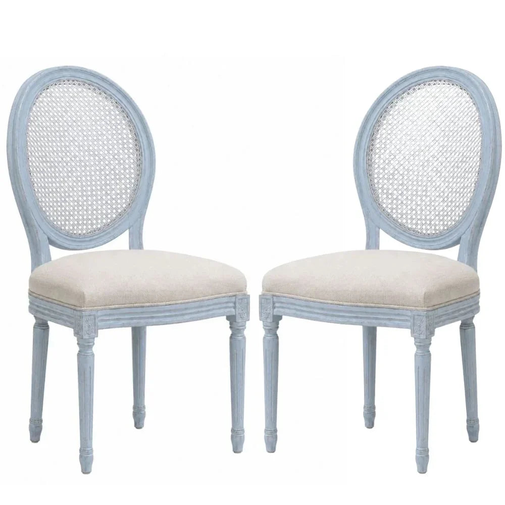 Provence French Blue Cane Back Louis Dining Chair