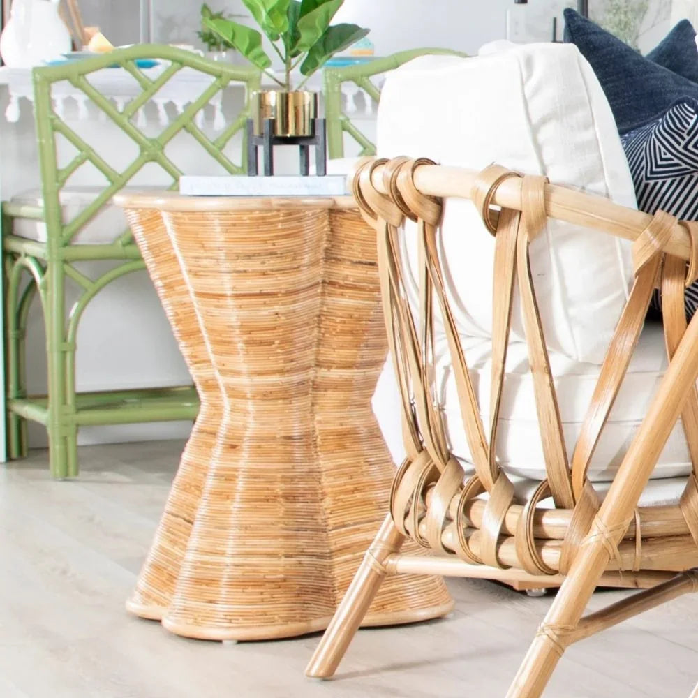Quatrefoil Pencil Rattan Accent Table