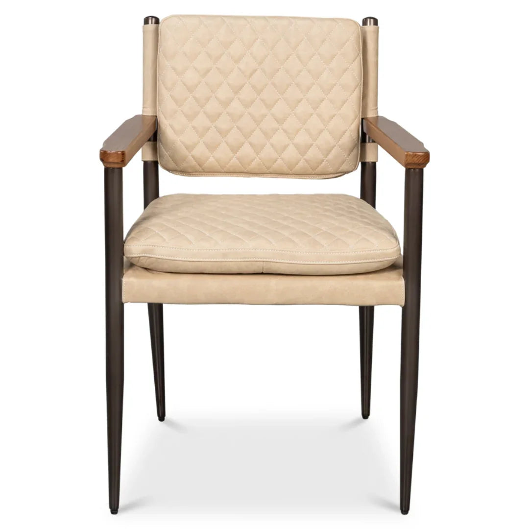 Quilted Leather Dining Arm Chair