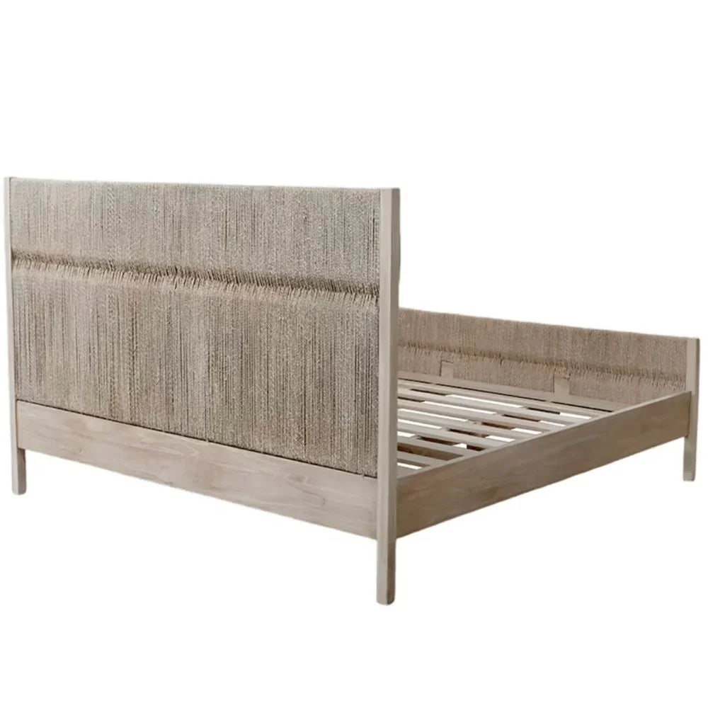 Raffia Woven Coastal Bed Frame