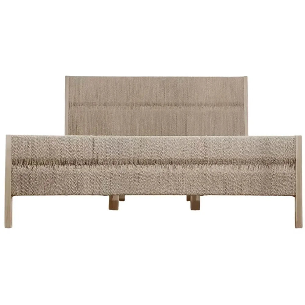 Raffia Woven Coastal Bed Frame
