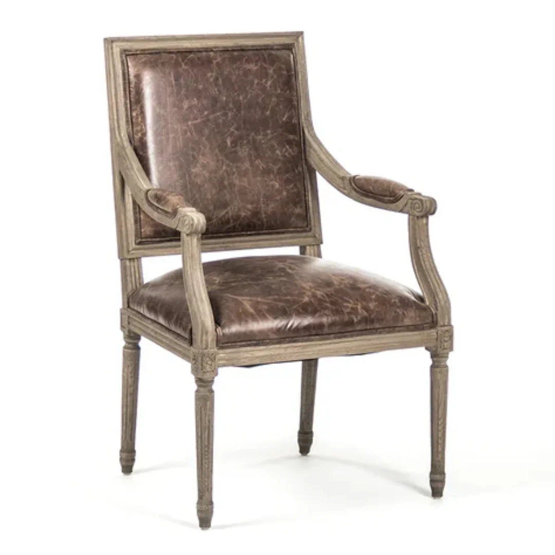 Top Grain Leather Louis Dining Armchair