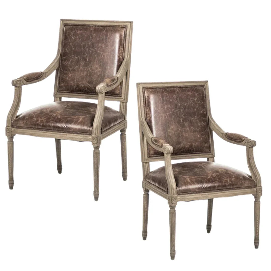 Top Grain Leather Louis Dining Armchair