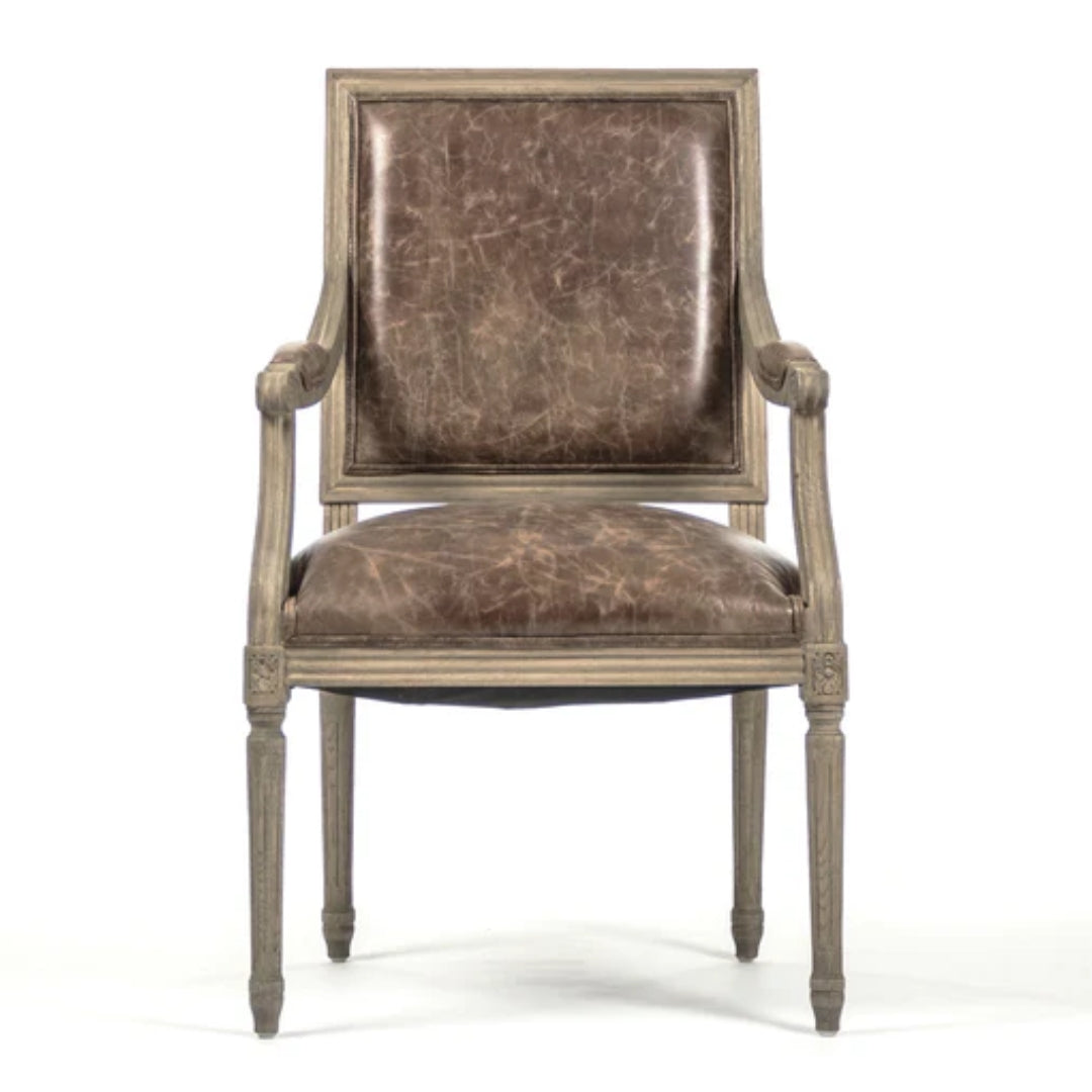 Top Grain Leather Louis Dining Armchair