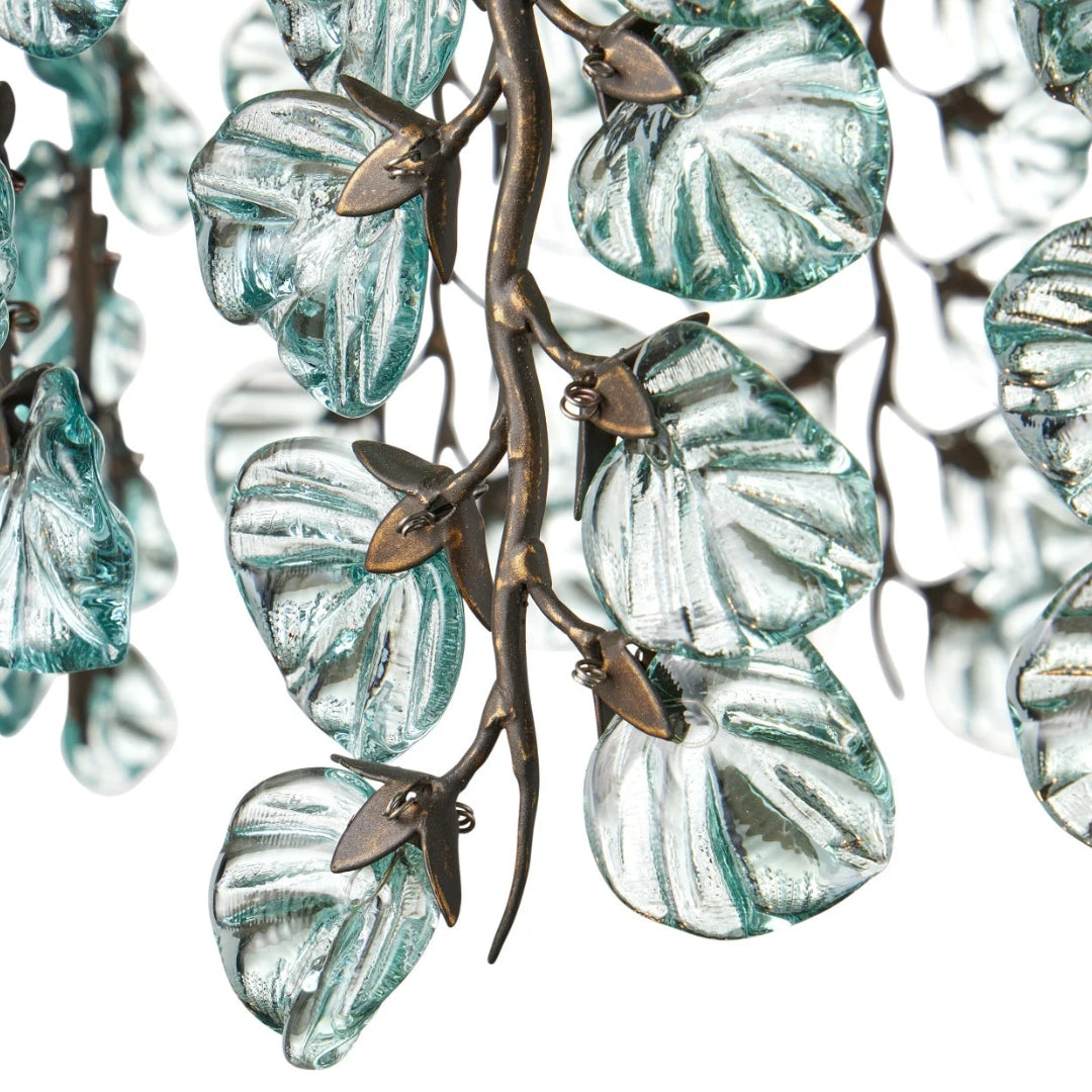 Recycled Glass Leaf Branch Chandelier