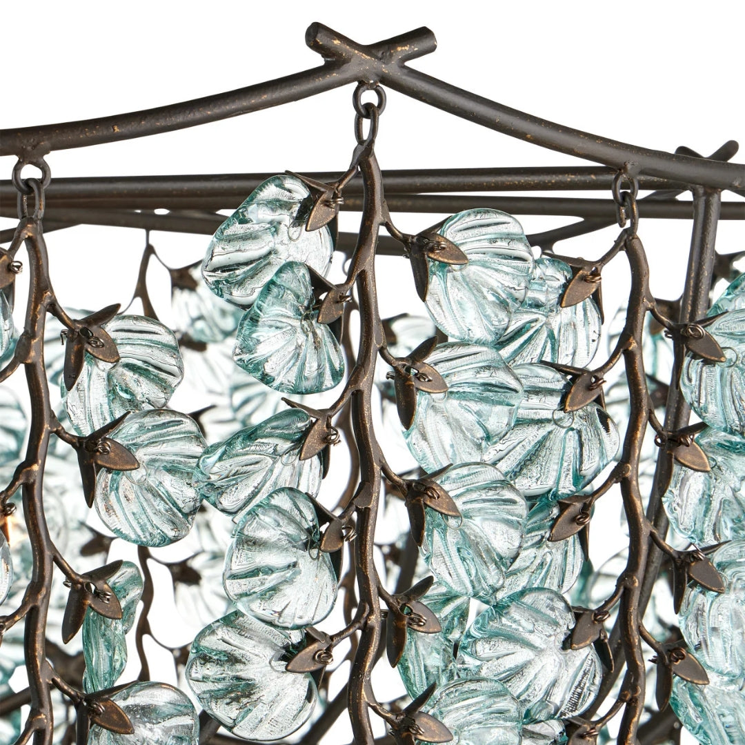 Recycled Glass Leaf Branch Chandelier