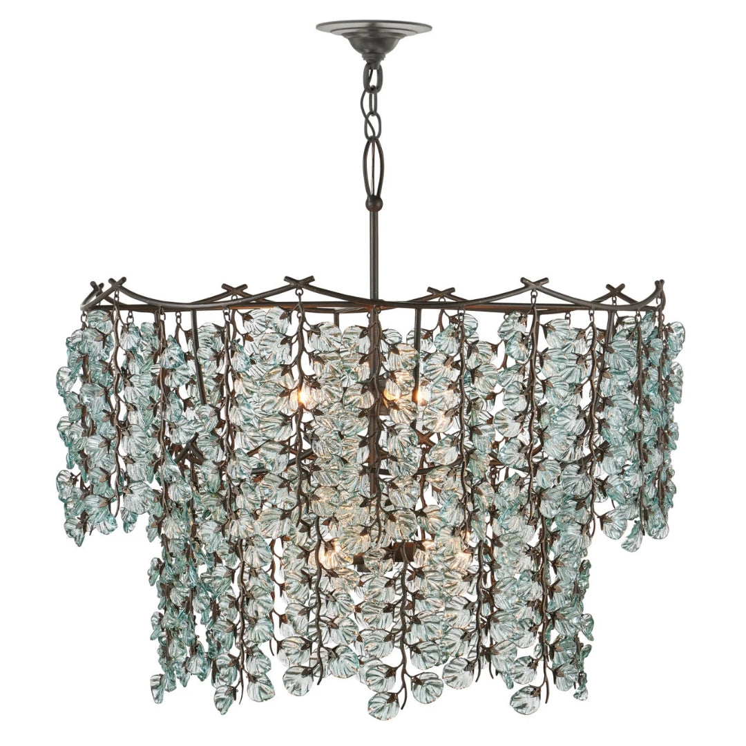 Recycled Glass Leaf Branch Chandelier