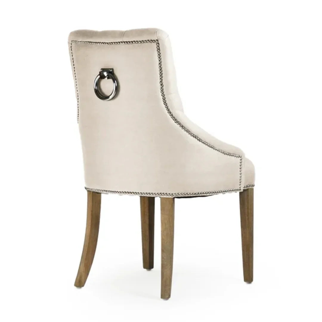 French Country Tufted Linen Dining Chair