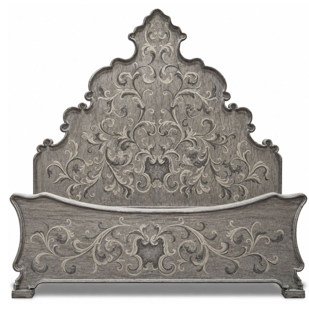 Regal Gray Brushed Scroll Venetian Bed