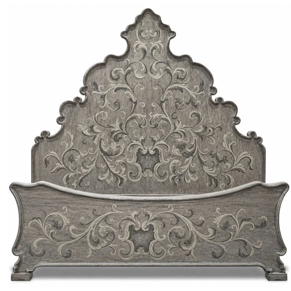 Regal Gray Brushed Scroll Venetian Bed