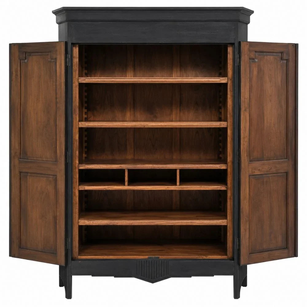 Wrought Iron Regal French Carved Panel Armoire