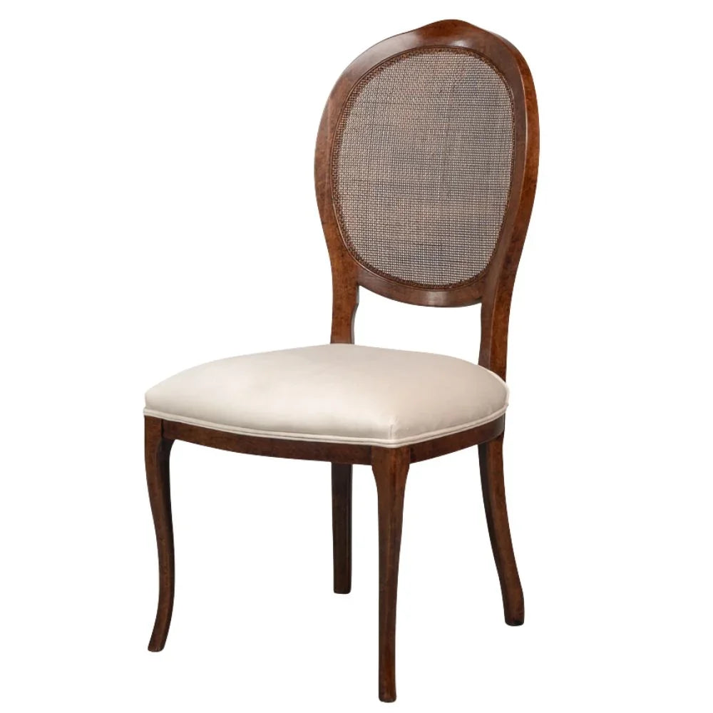 Regal Cane Back Walnut Stained Chairs - Pair