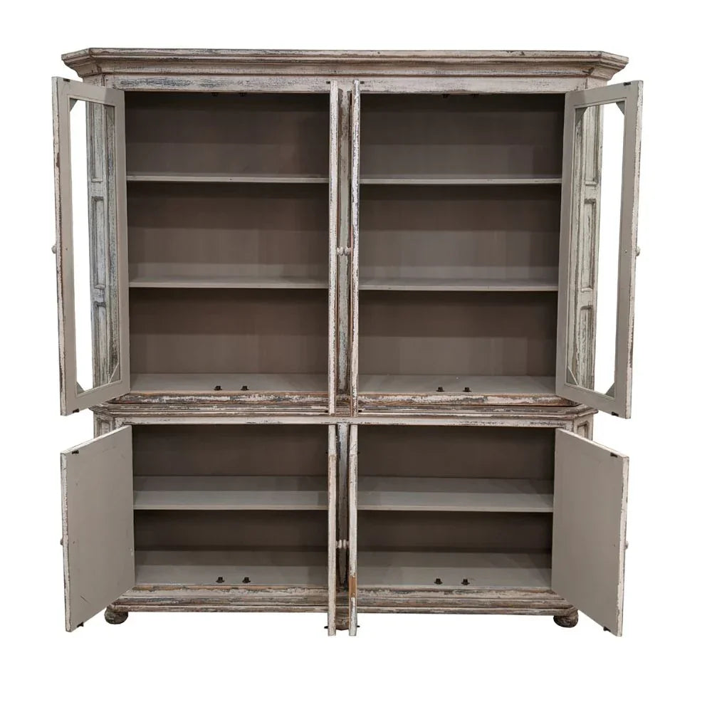Regal French Farmhouse Glass Front Cabinet