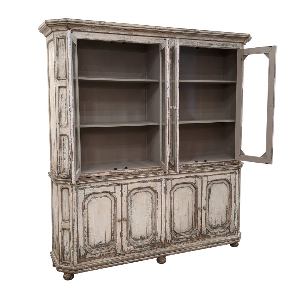 Regal French Farmhouse Glass Front Cabinet