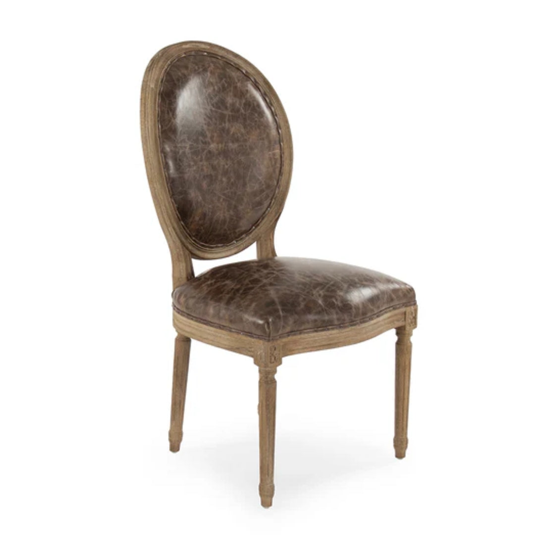 Retro Jute Back Leather Dining Chair