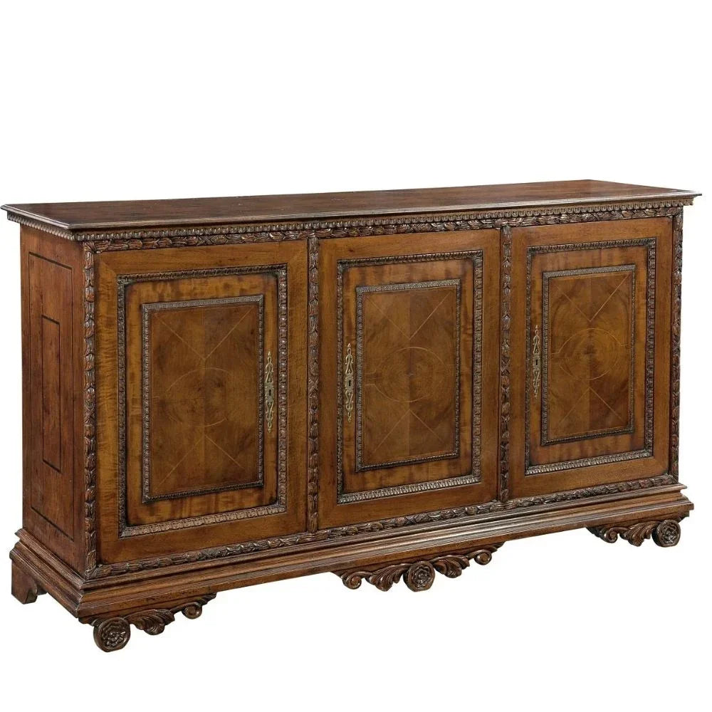 Rich Ribbon Trimmed Wood Sideboard