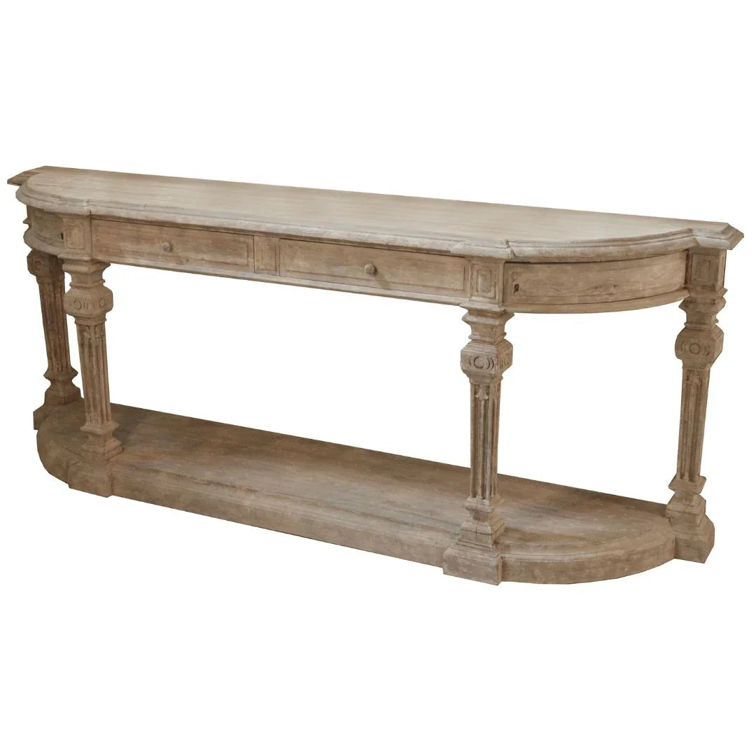 Curved Top Fluted Leg Console Table
