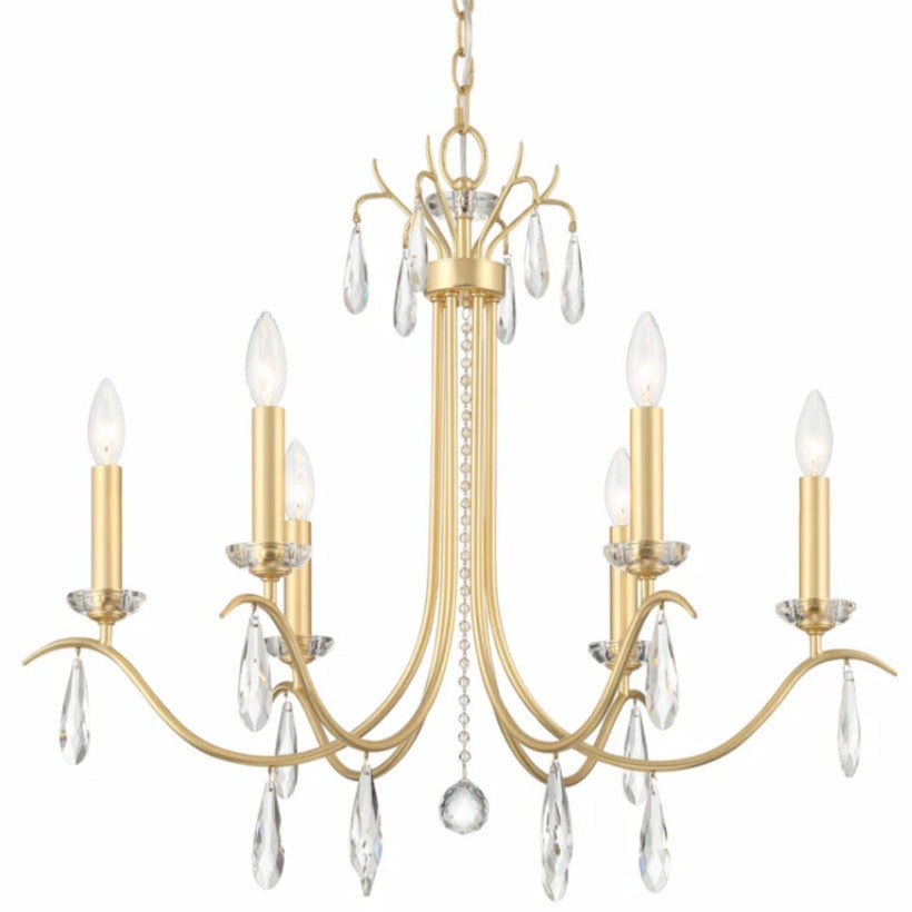 Swooping Gold and Crystal Chandelier