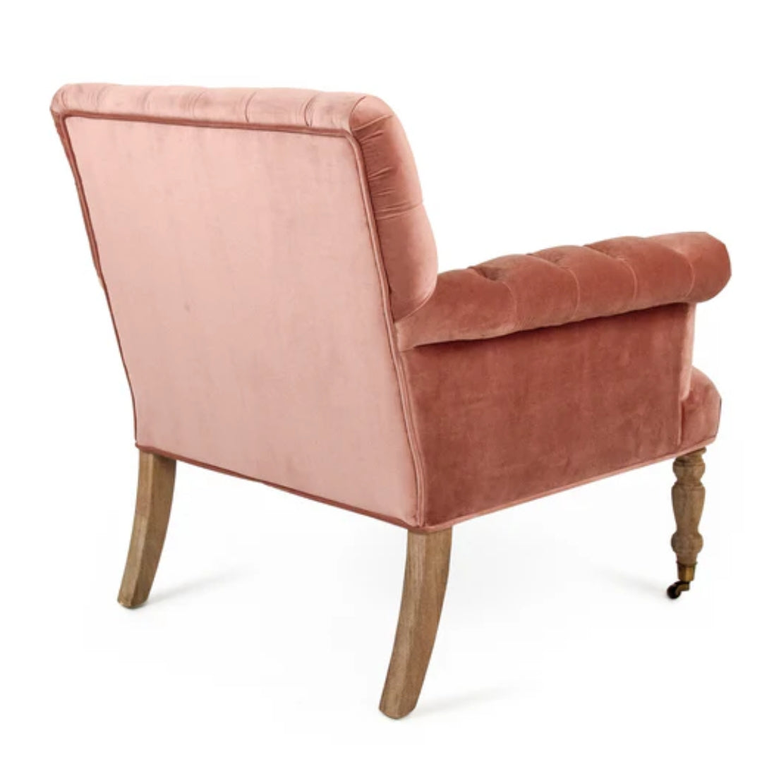Plush Dusty Rose Velvet Armchair